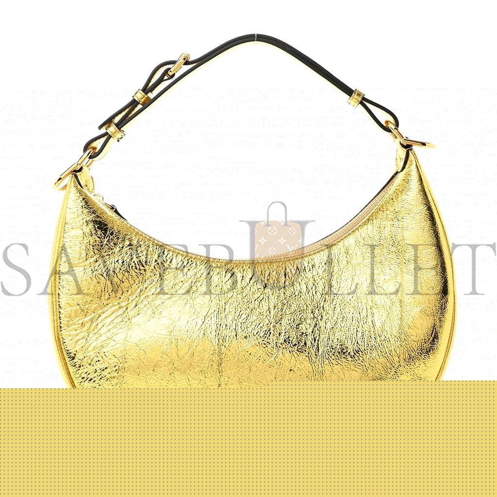 FENDI LAMINATED CRAQUELE LAMBSKIN SMALL FENDIGRAPHY HOBO GOLD (27*23*10cm)