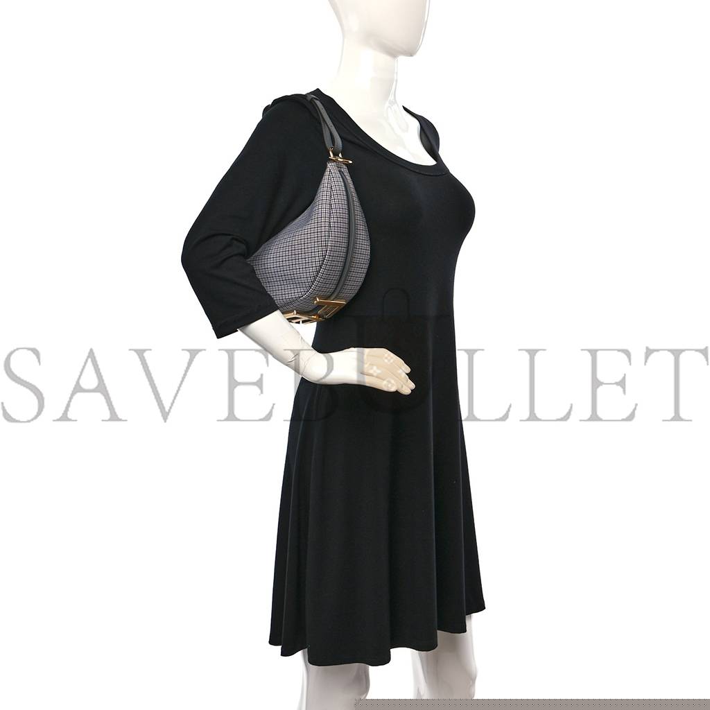 FENDI WOOL HOUNDSTOOTH SMALL FENDIGRAPHY HOBO BAG GRIGIO ANTHRACITE (28*23*8cm)