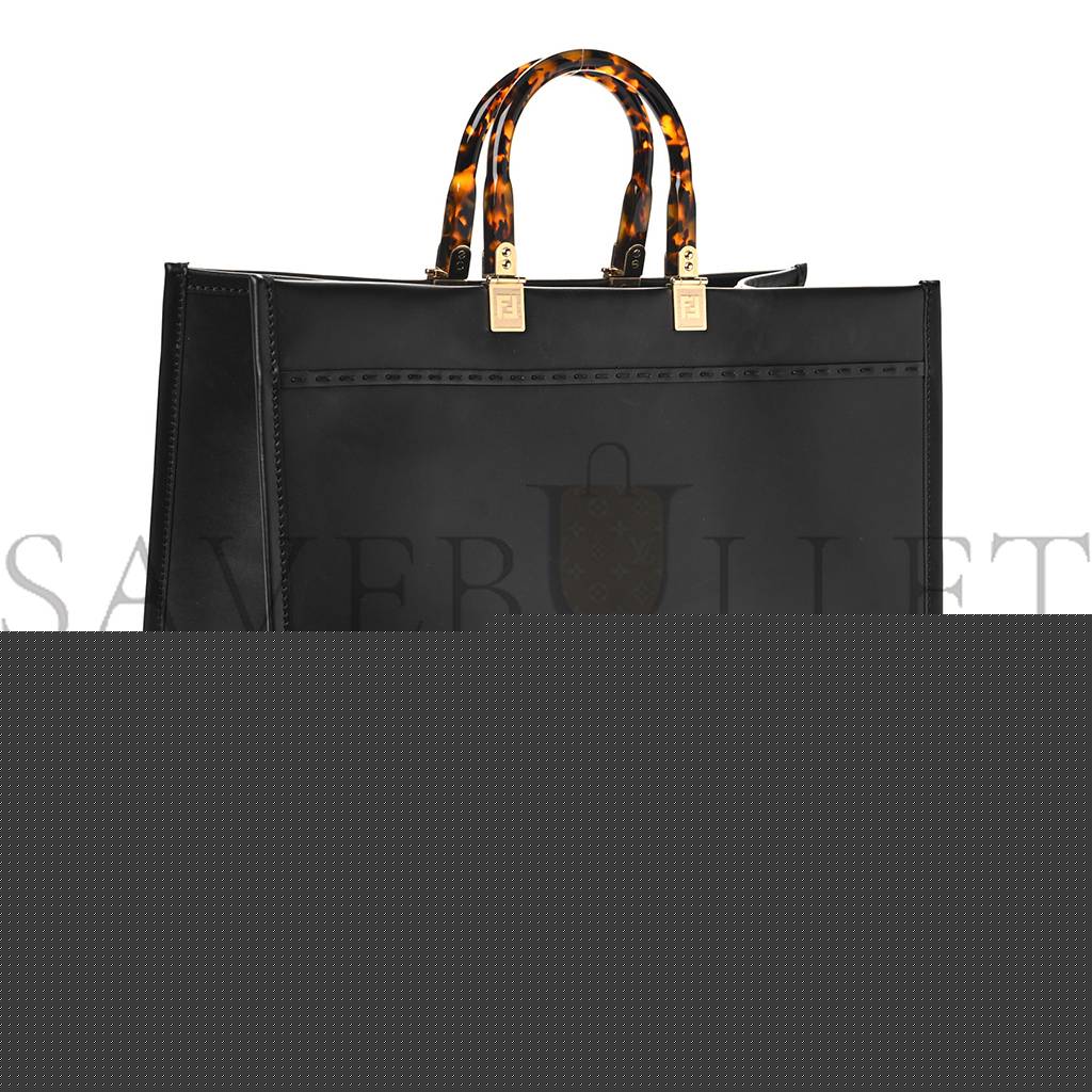FENDI VITELLO KING PLEXIGLASS LARGE FENDI SUNSHINE SHOPPER TOTE BLACK (41*34*18cm)