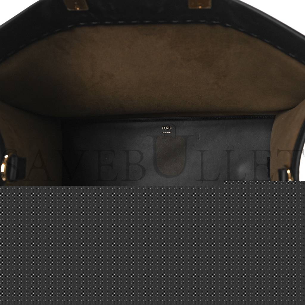 FENDI VITELLO KING PLEXIGLASS LARGE FENDI SUNSHINE SHOPPER TOTE BLACK (41*34*18cm)