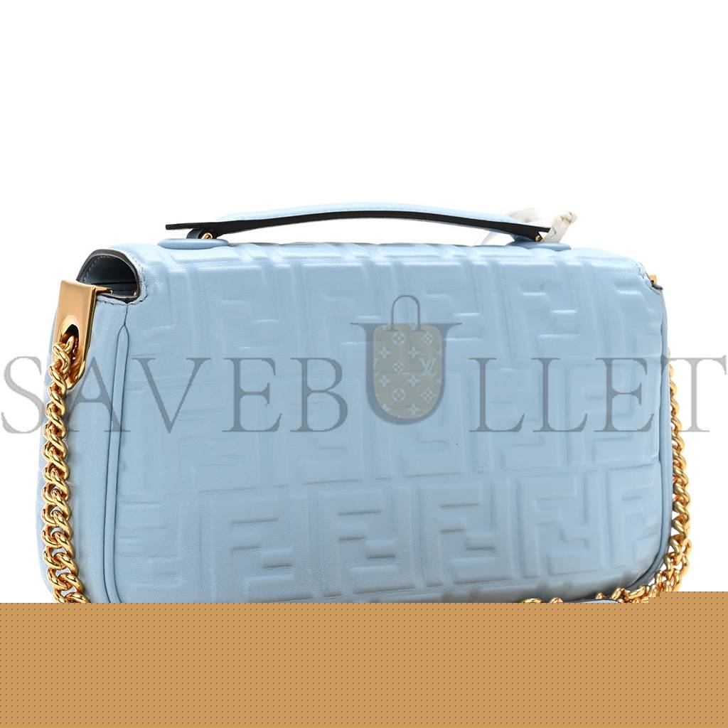 FENDI NAPPA SMALL FF EMBOSSED MIDI CHAIN BAGUETTE AZZURRO BABY (32*26*10cm)