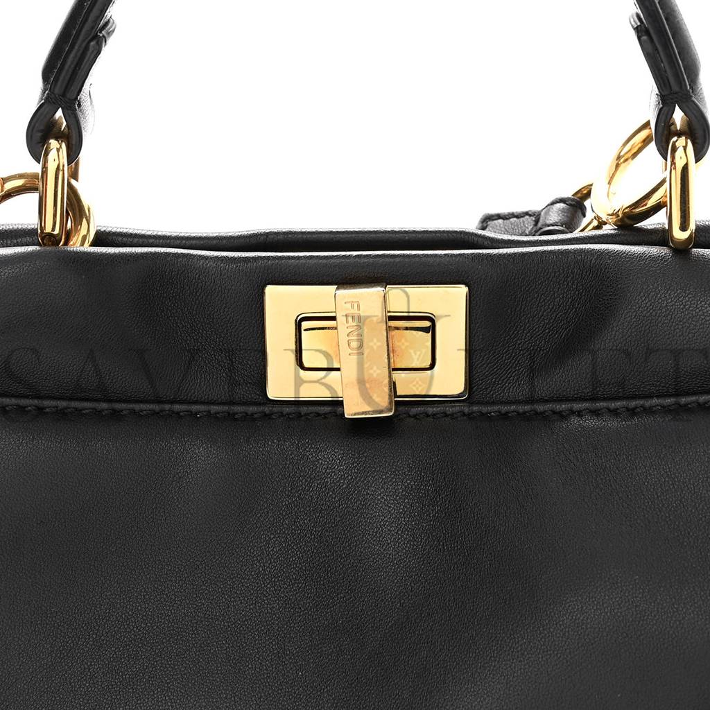 FENDI NAPPA MINI PEEKABOO ICONIC SATCHEL BLACK (23*17*11cm)