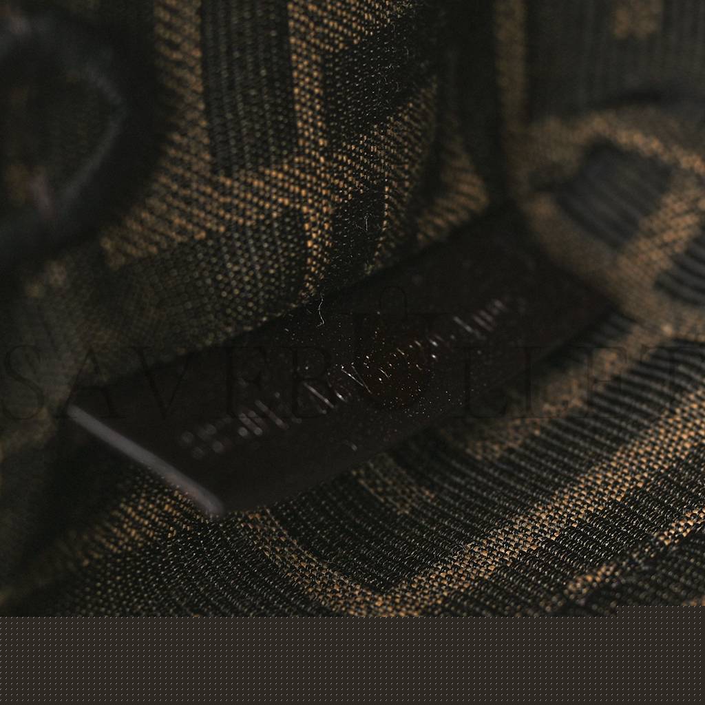FENDI FABRIC JACQUARD FF 1974 MINI BAGUETTE TOBACCO MORO BLACK (19*11*5cm)
