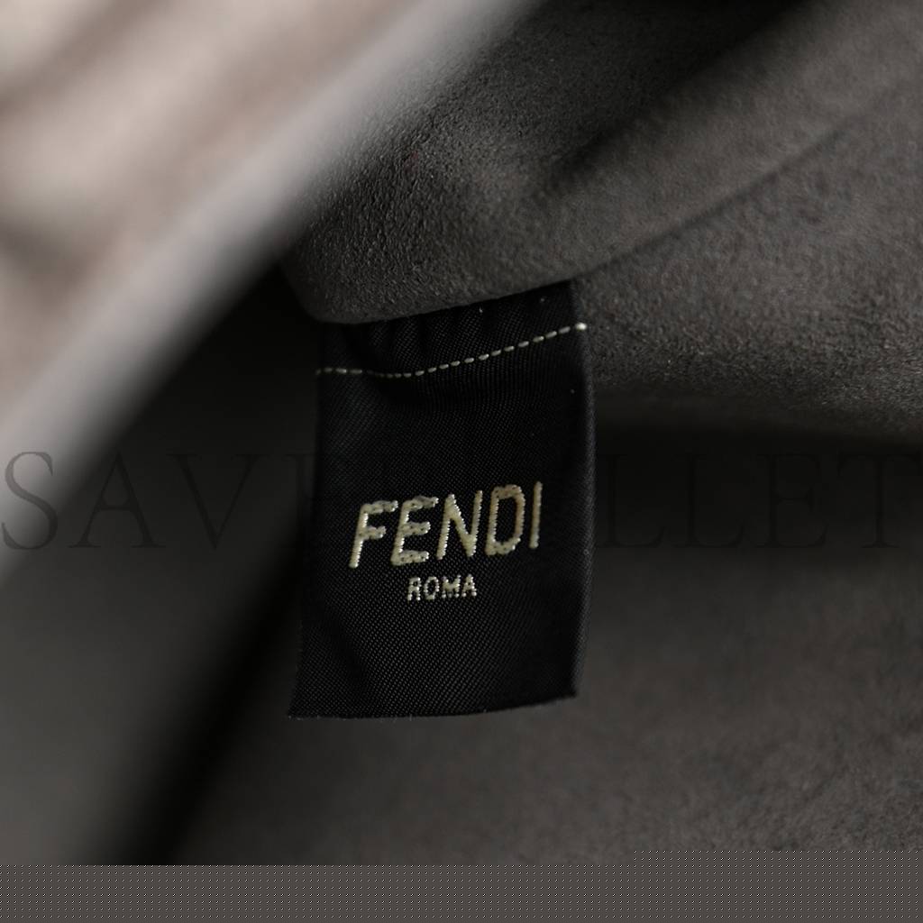 FENDI CHENILLE VITELLO SETA PLEXIGLASS FF FENDI O'LOCK ZIPPER ANTHRACITE ASFALTO (35*23*14cm)