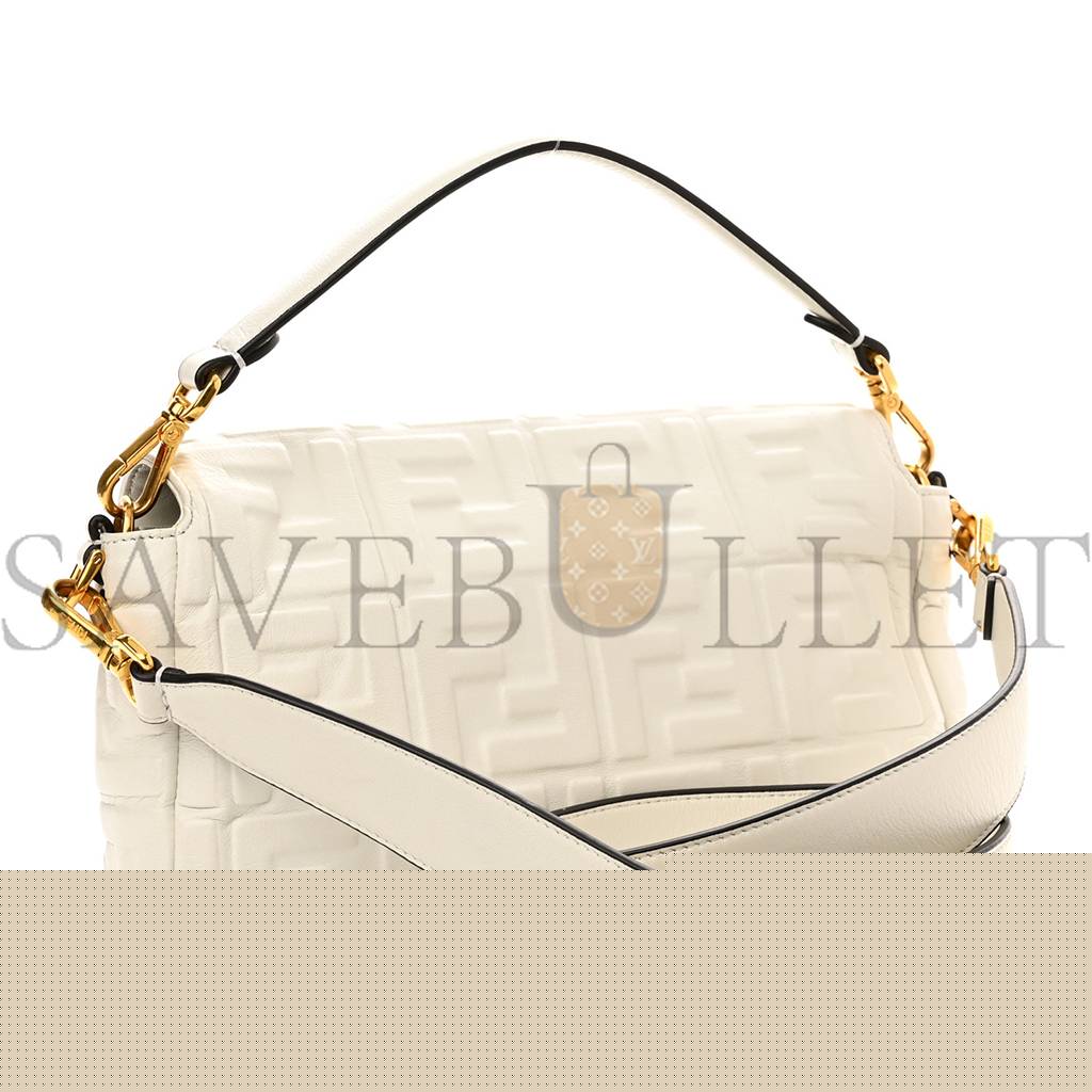 FENDI NAPPA FF 1974 EMBOSSED BAGUETTE WHITE (27*15*6cm)