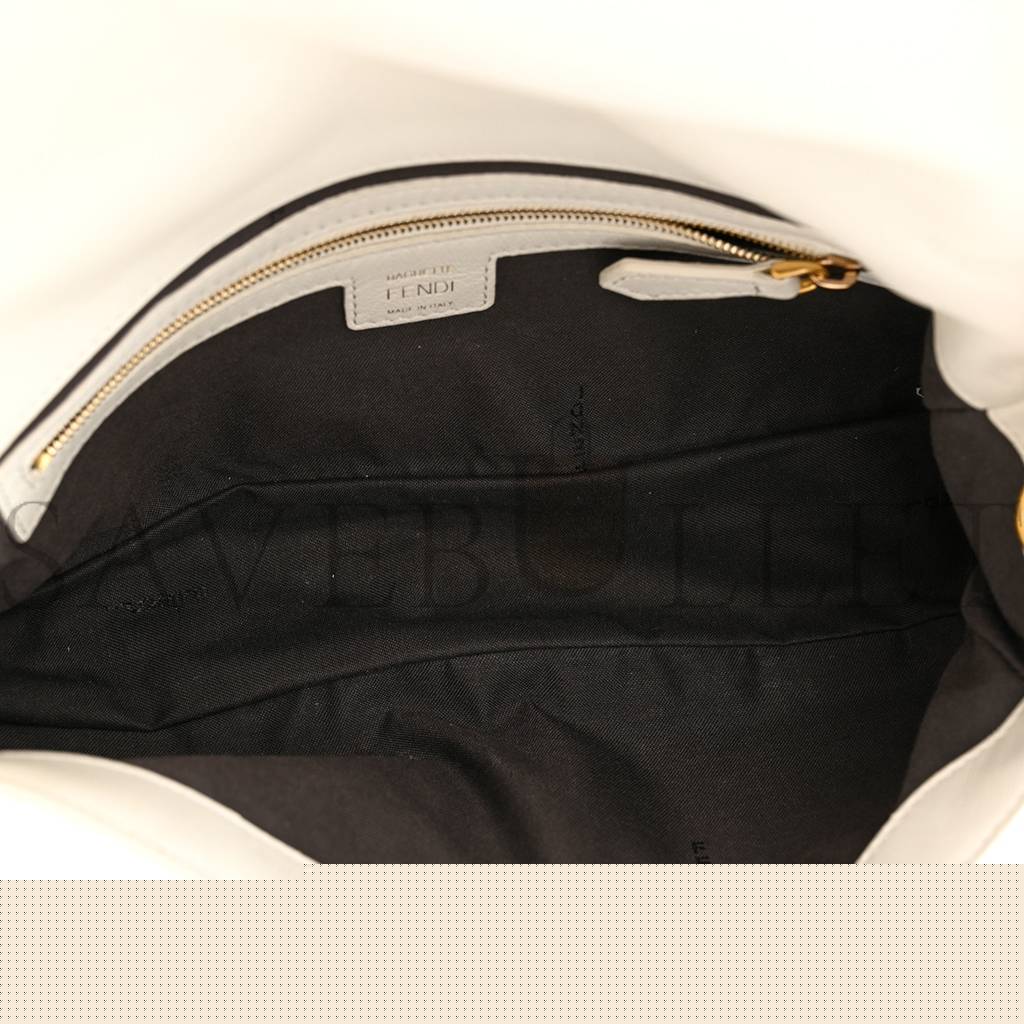 FENDI NAPPA FF 1974 EMBOSSED BAGUETTE WHITE (27*15*6cm)