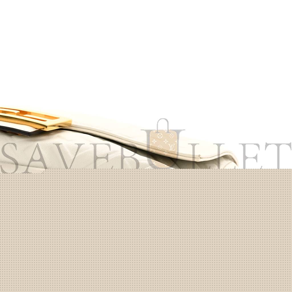 FENDI NAPPA FF 1974 EMBOSSED BAGUETTE WHITE (27*15*6cm)