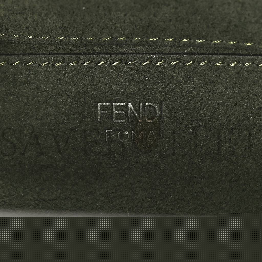 FENDI TECHNICAL FABRIC FF MIDI CHAIN BAGUETTE OLIVA (23*13*6cm)
