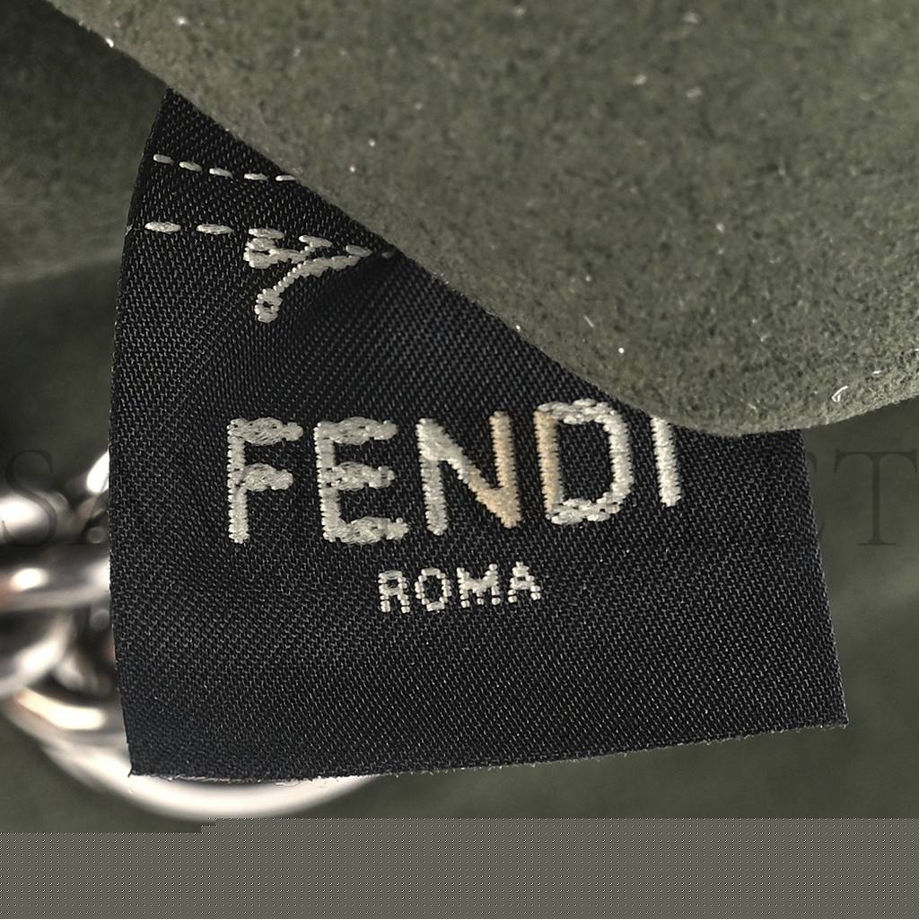 FENDI TECHNICAL FABRIC FF MIDI CHAIN BAGUETTE OLIVA (23*13*6cm)