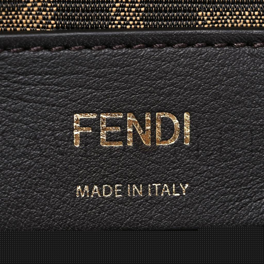 FENDI VITELLO KING PLEXIGLASS LOGO EMBOSSED MINI BY THE WAY TOP HANDLE BOSTON BAG CARAMELLO (18*11*8cm)
