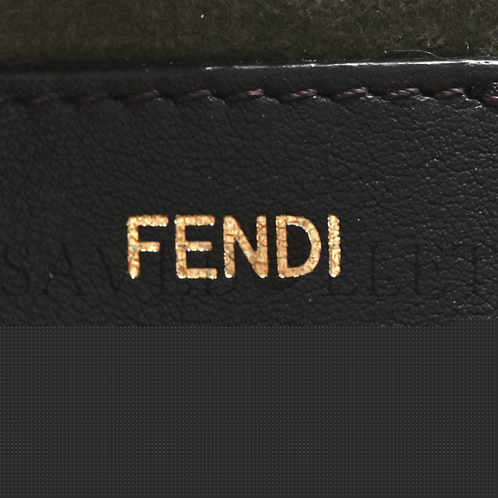 FENDI CHENILLE VITELLO KING PLEXIGLASS FF MINI BY THE WAY TOP HANDLE BOSTON BAG TORTORA NUVOLA (17*11*8cm)
