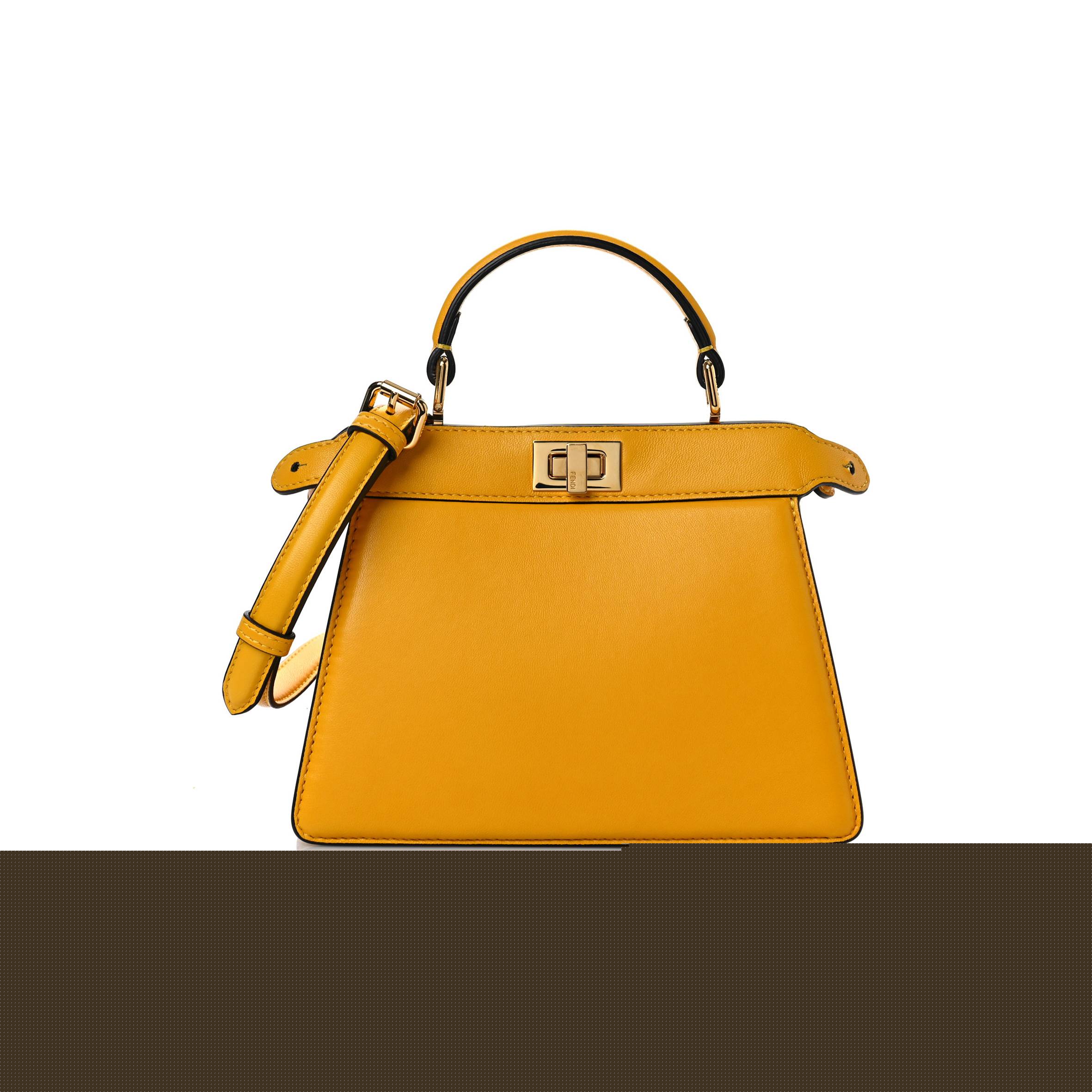 FENDI SHINY NAPPA PETITE PEEKABOO I SEE U SATCHEL MIMOSA (20*15*9cm)