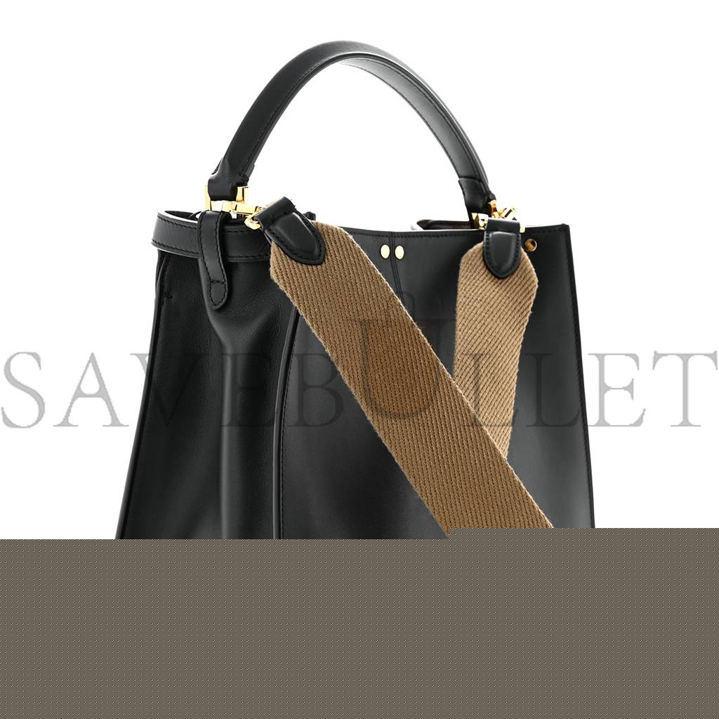 FENDI VITELLO SETA GLAZED FABRIC FF 1974 MEDIUM PEEKABOO X-LITE BLACK (29*25*14cm)