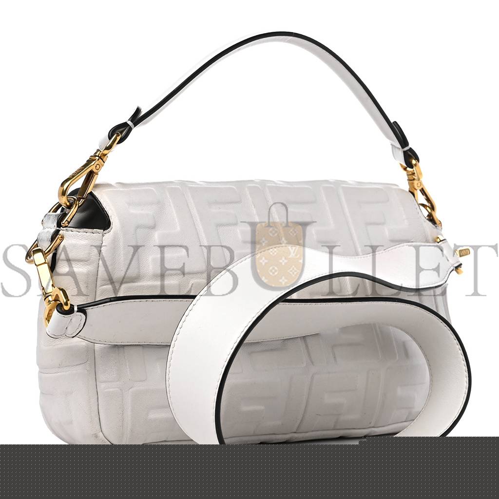 FENDI NAPPA FF 1974 EMBOSSED BAGUETTE WHITE (27*15*6cm)