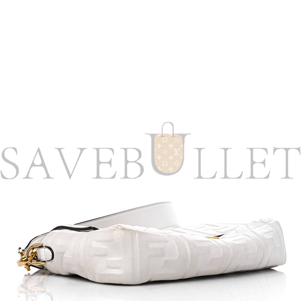 FENDI NAPPA FF 1974 EMBOSSED BAGUETTE WHITE (27*15*6cm)