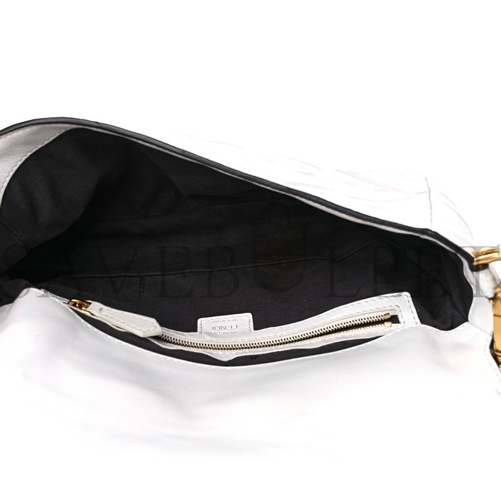 FENDI NAPPA FF 1974 EMBOSSED BAGUETTE WHITE (27*15*6cm)