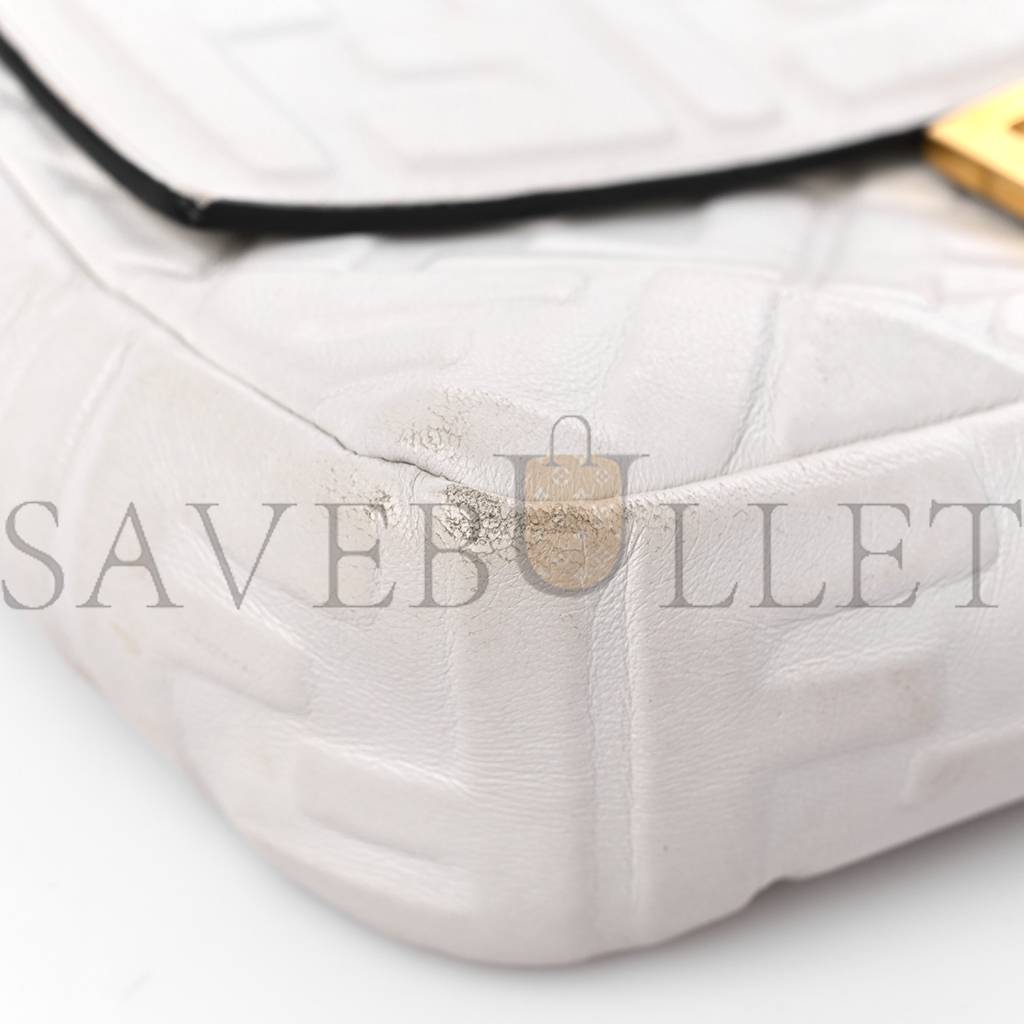 FENDI NAPPA FF 1974 EMBOSSED BAGUETTE WHITE (27*15*6cm)
