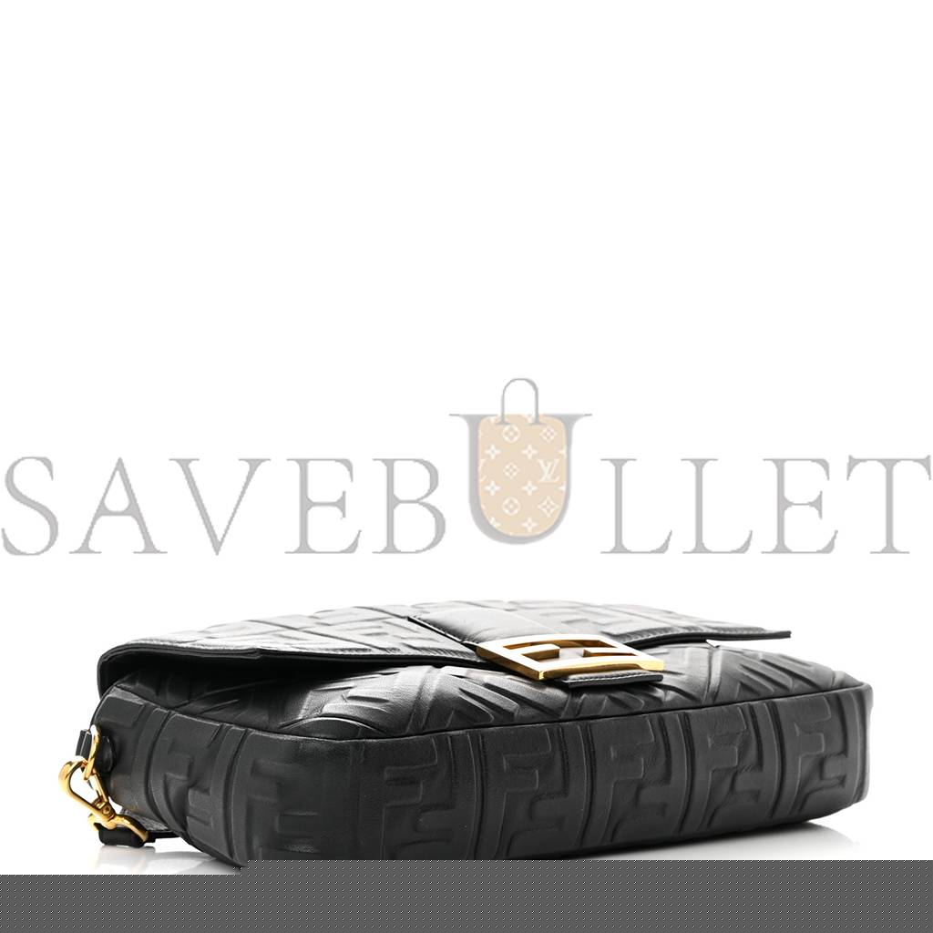 FENDI NAPPA FF 1974 EMBOSSED LARGE BAGUETTE BLACK (32*20*6cm)