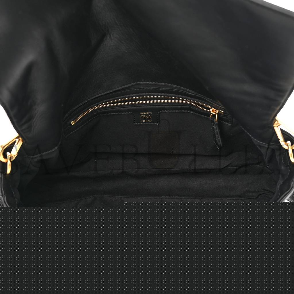 FENDI NAPPA FF 1974 EMBOSSED LARGE BAGUETTE BLACK (32*20*6cm)