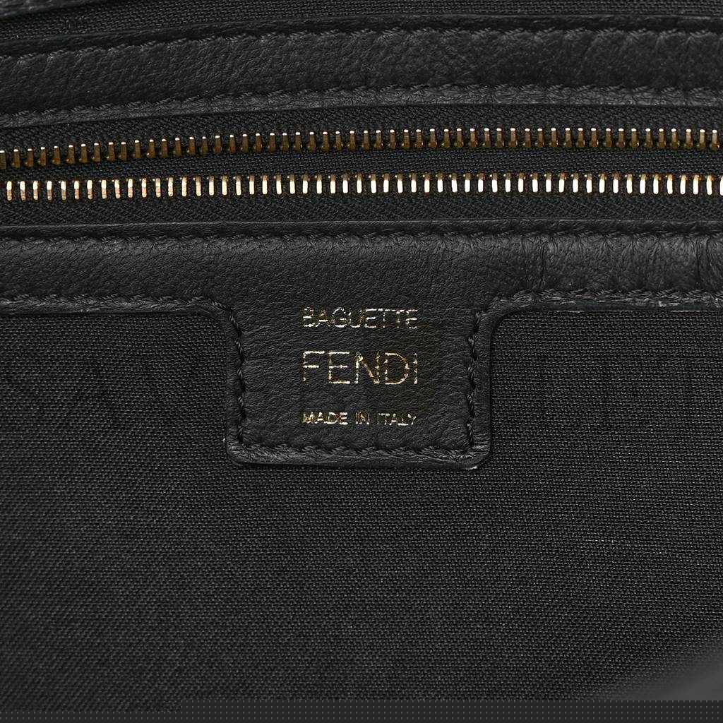FENDI NAPPA FF 1974 EMBOSSED LARGE BAGUETTE BLACK (32*20*6cm)