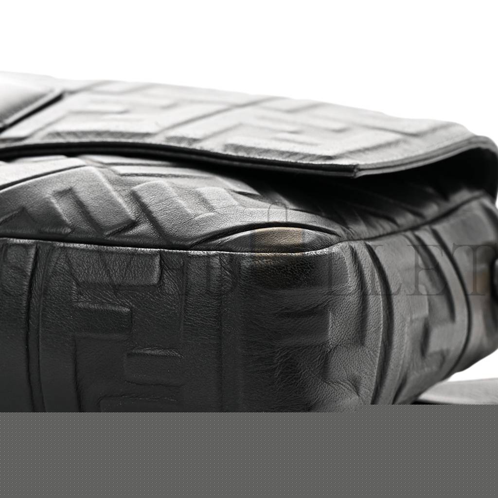 FENDI NAPPA FF 1974 EMBOSSED LARGE BAGUETTE BLACK (32*20*6cm)