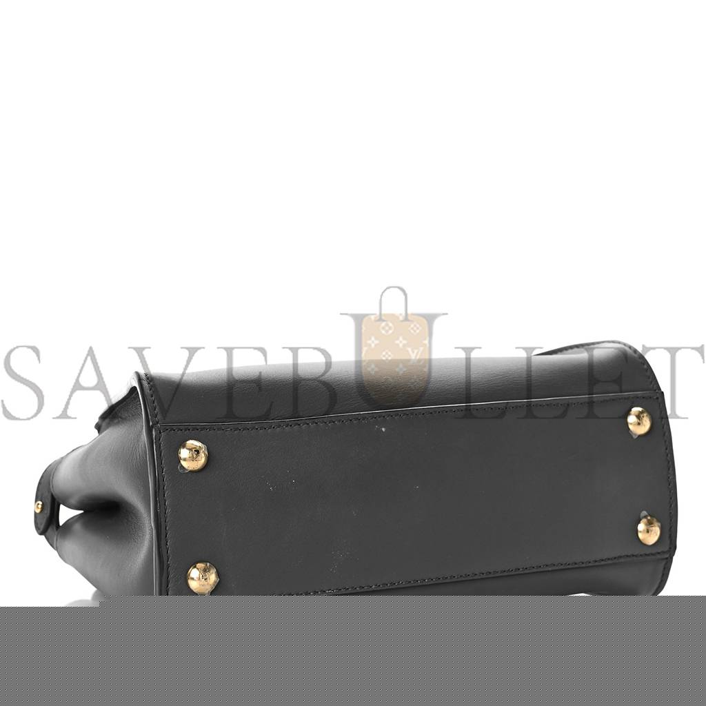 FENDI VITELLO SETA CHENILLE FF MINI PEEKABOO ICONIC SATCHEL ANTHRACITE ASFALTO (23*17*11cm)