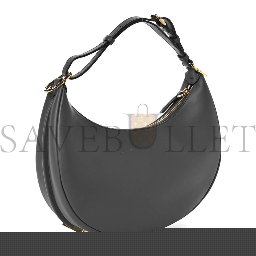 FENDI VITELLO GRACE MATTE SMALL FENDIGRAPHY HOBO BAG ANTHRACITE (27*17*9cm)