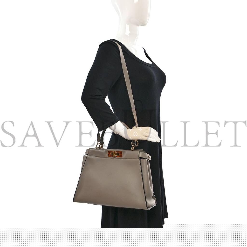 FENDI VITELLO SETA PLEXIGLASS TORTOISE MEDIUM PEEKABOO ICONIC SATCHEL TORTORA (33*25*13cm)