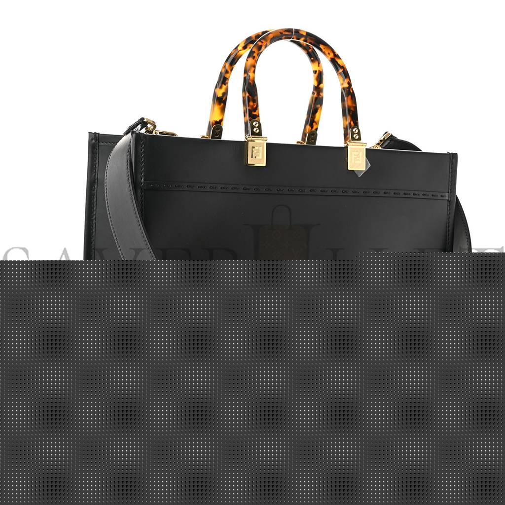 FENDI VITELLO KING PLEXIGLASS MEDIUM FENDI SUNSHINE SHOPPER TOTE BLACK (14*12*6cm)