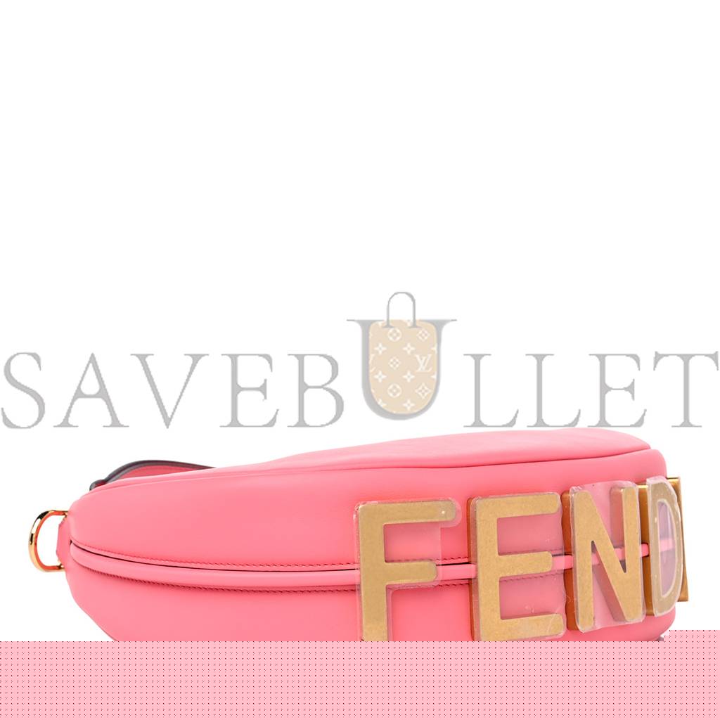 FENDI VITELLO GRACE MATTE SMALL FENDIGRAPHY HOBO BAG PINK DALIA (22*17*9cm)