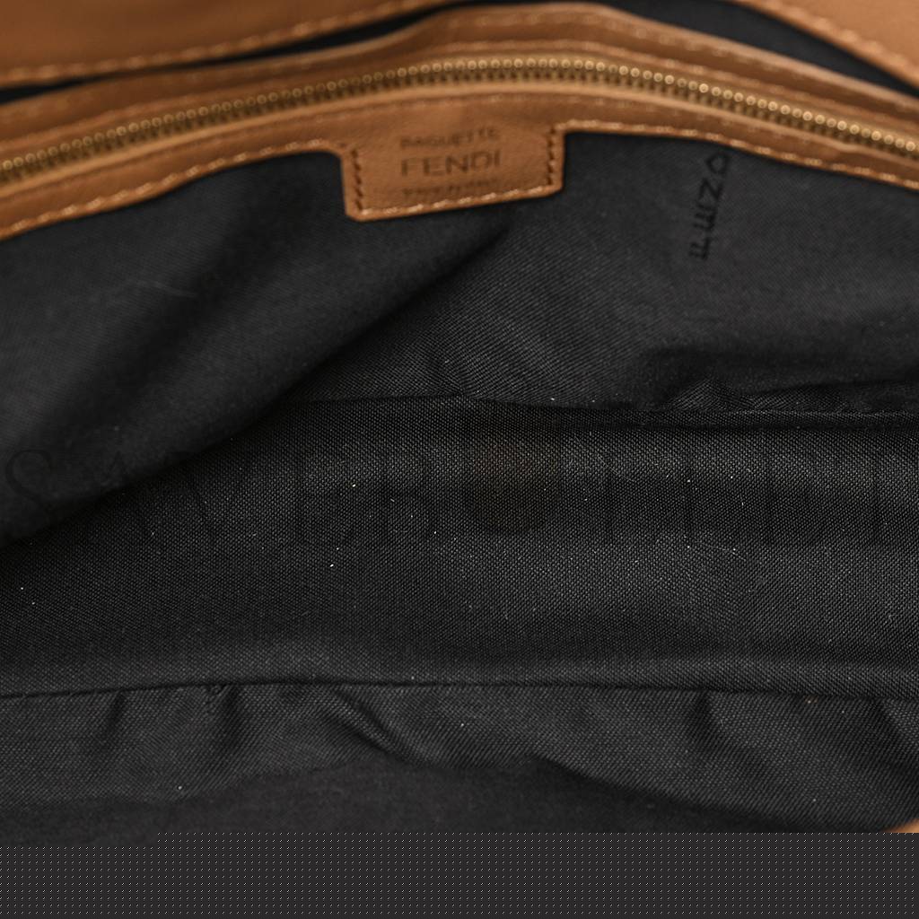 FENDI NAPPA FF 1974 EMBOSSED BAGUETTE MIELE SCURO (27*16*5cm)