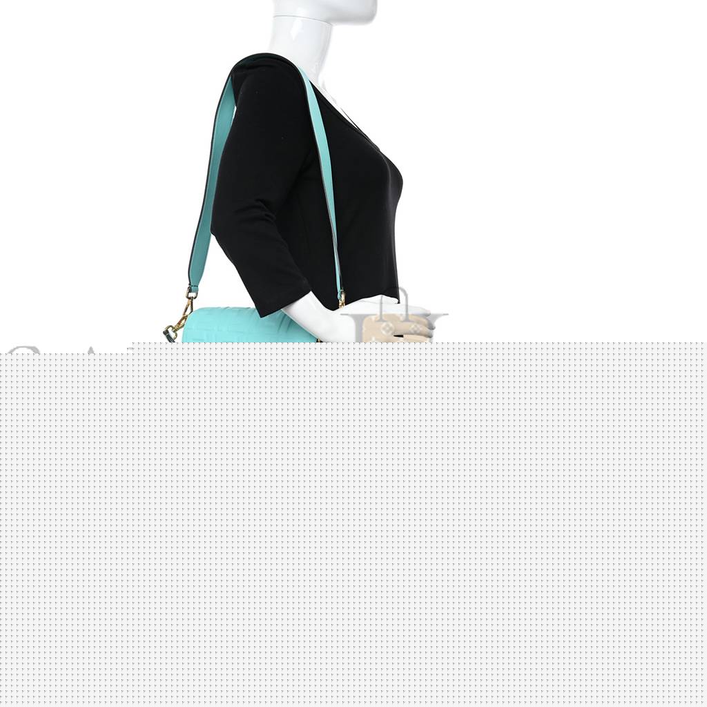 FENDI NAPPA FF 1974 EMBOSSED BAGUETTE SPRING TURQUOISE (25*15*5cm)