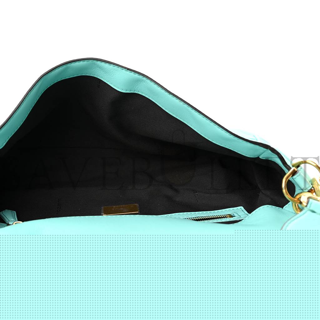 FENDI NAPPA FF 1974 EMBOSSED BAGUETTE SPRING TURQUOISE (25*15*5cm)