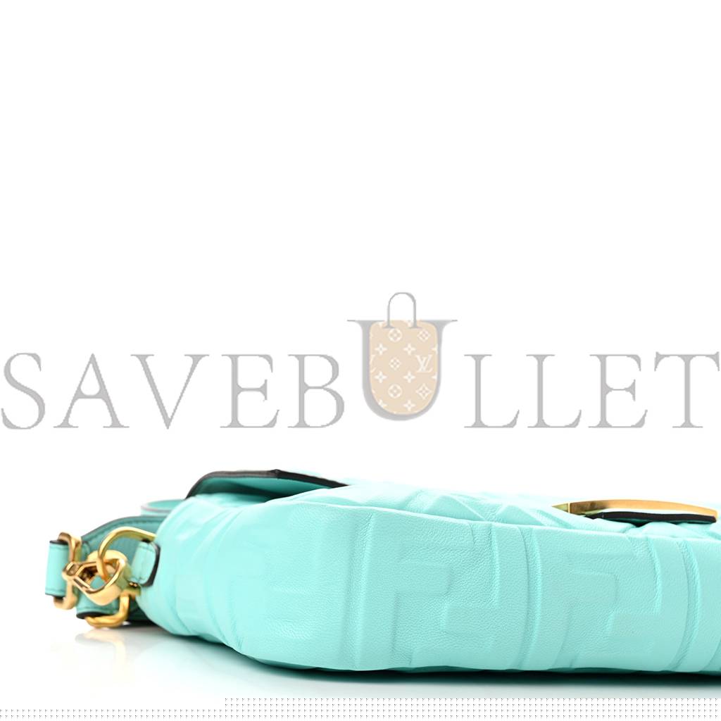 FENDI NAPPA FF 1974 EMBOSSED BAGUETTE SPRING TURQUOISE (25*15*5cm)