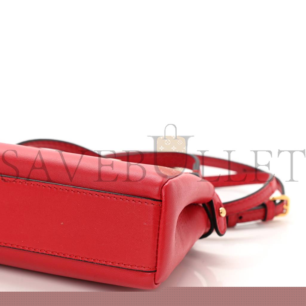 FENDI SHINY NAPPA MICRO PEEKABOO ICONIC SATCHEL FRAGOLA (20*15*11cm)