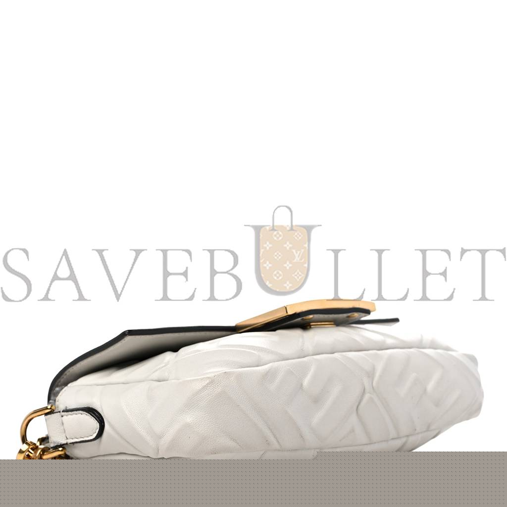 FENDI NAPPA FF 1974 EMBOSSED MINI BAGUETTE WHITE (18*11*4cm)