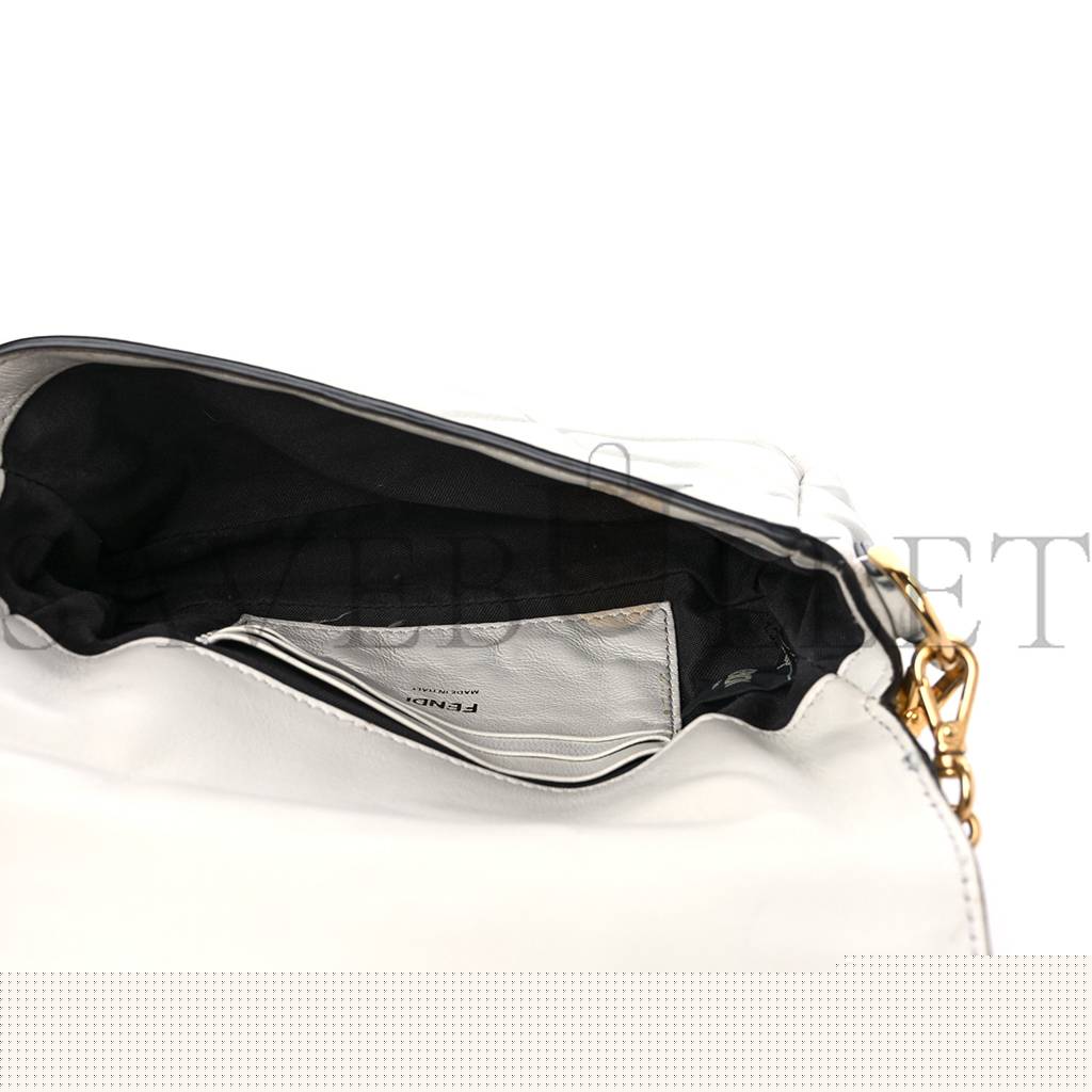 FENDI NAPPA FF 1974 EMBOSSED MINI BAGUETTE WHITE (18*11*4cm)