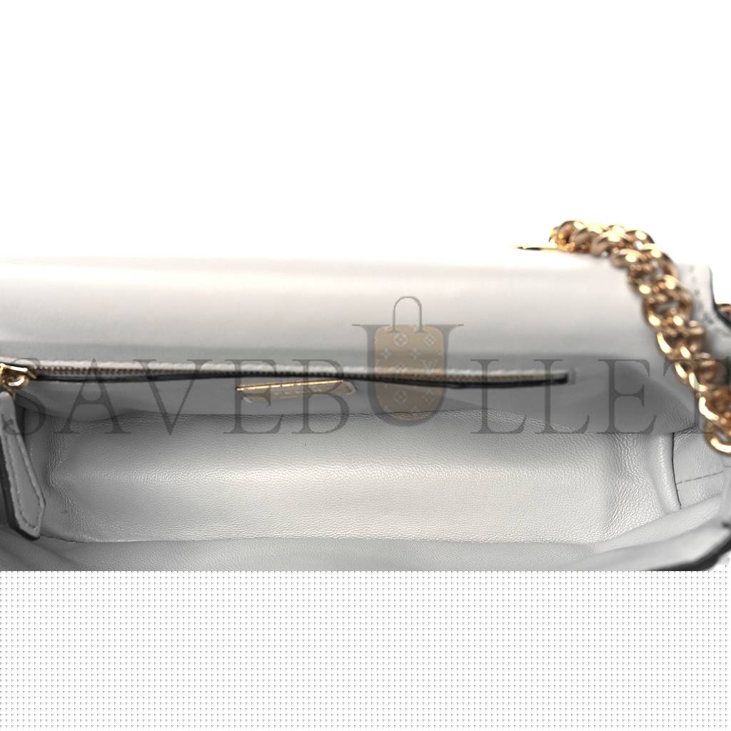 FENDI NAPPA SMALL FF EMBOSSED MIDI CHAIN BAGUETTE GHIAIA (23*13*6cm)