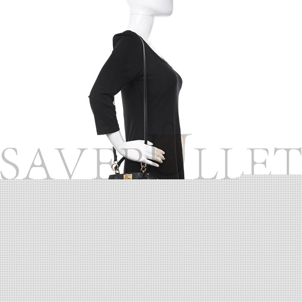 FENDI NAPPA MINI PEEKABOO ICONIC SATCHEL BLACK (23*19*11cm)