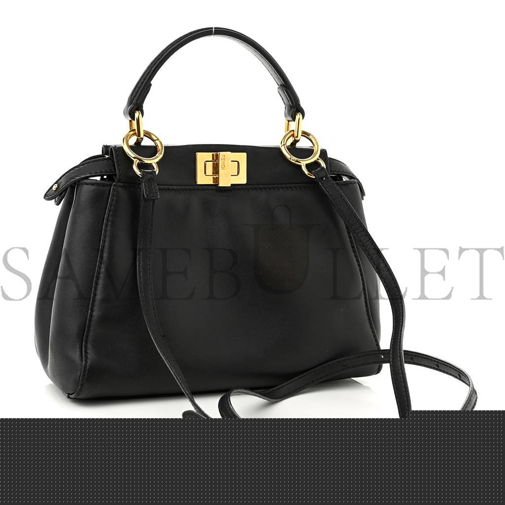 FENDI NAPPA MINI PEEKABOO ICONIC SATCHEL BLACK (23*19*11cm)