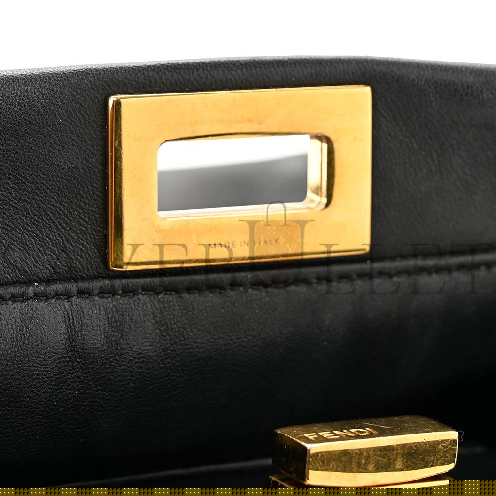 FENDI NAPPA MINI PEEKABOO ICONIC SATCHEL BLACK (23*19*11cm)