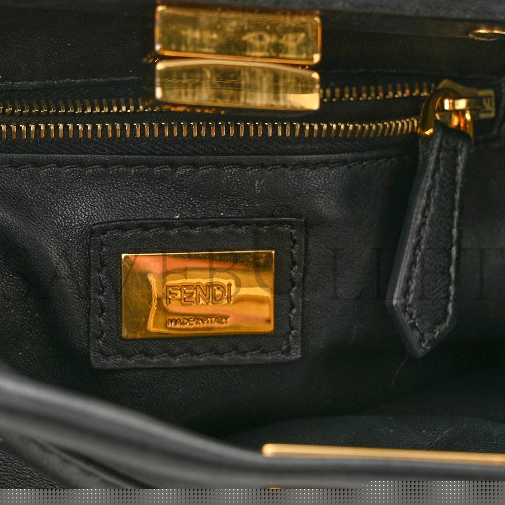 FENDI NAPPA MINI PEEKABOO ICONIC SATCHEL BLACK (23*19*11cm)