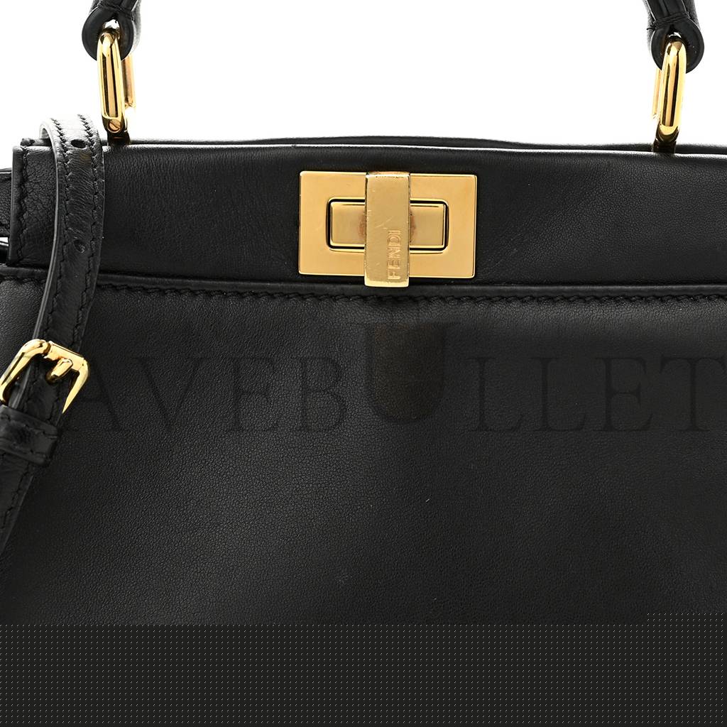 FENDI NAPPA MINI PEEKABOO ICONIC SATCHEL BLACK (23*19*11cm)