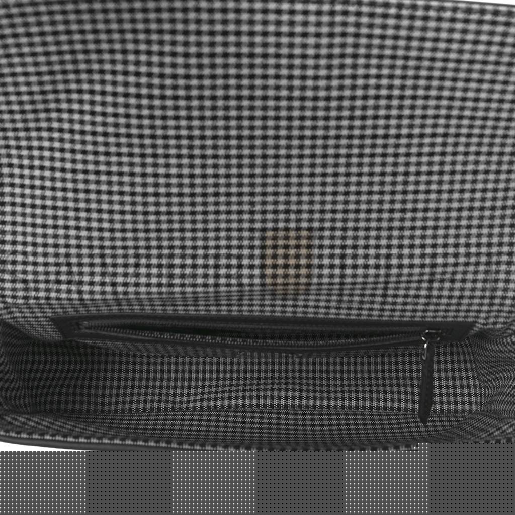 FENDI WOOL VITELLO KING HOUNDSTOOTH FF EMBROIDERED BAGUETTE GRIGIO ANTHRACITE (27*17*6cm)