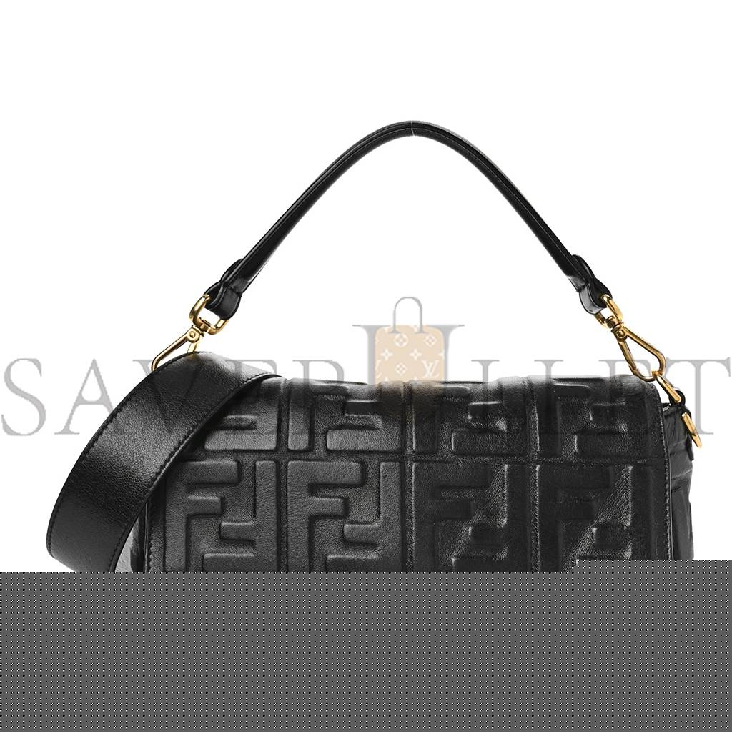 FENDI NAPPA FF 1974 EMBOSSED BAGUETTE BLACK (27*15*6cm)