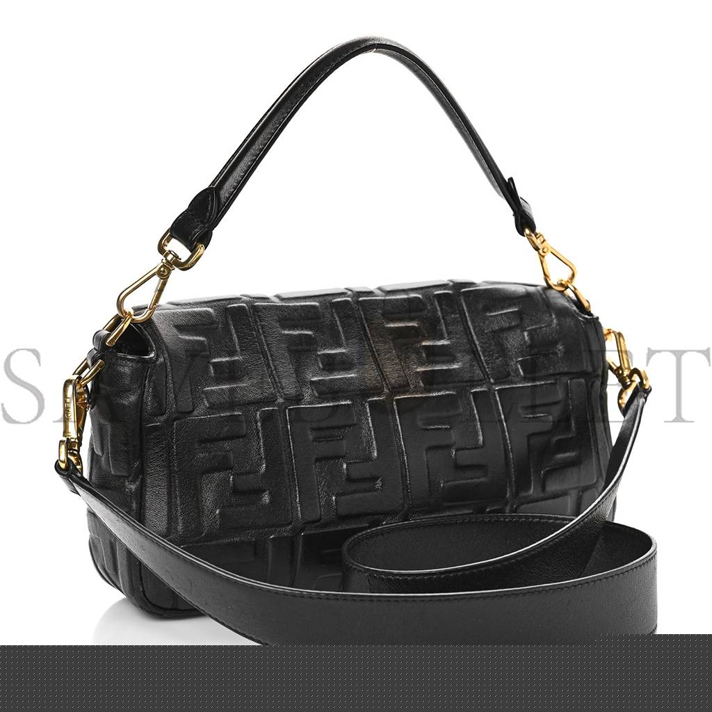 FENDI NAPPA FF 1974 EMBOSSED BAGUETTE BLACK (27*15*6cm)