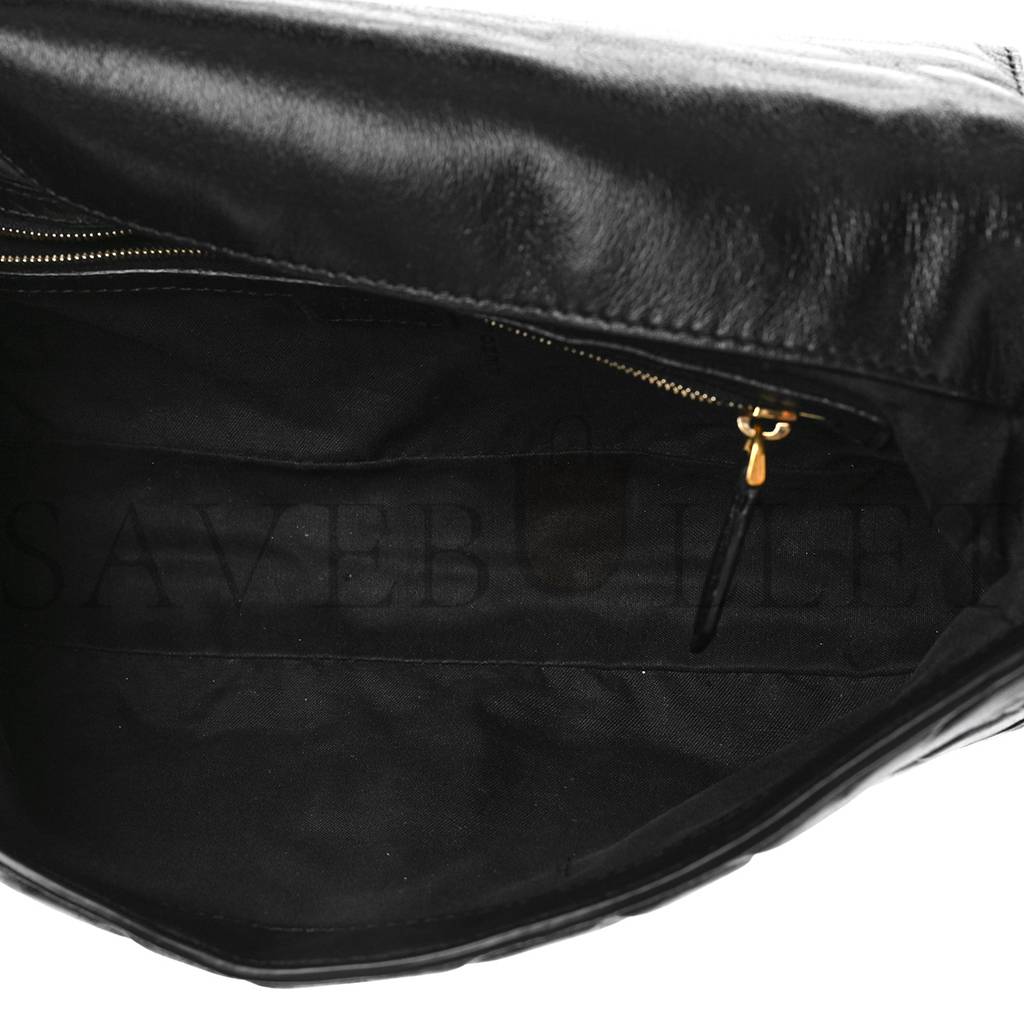 FENDI NAPPA FF 1974 EMBOSSED BAGUETTE BLACK (27*15*6cm)