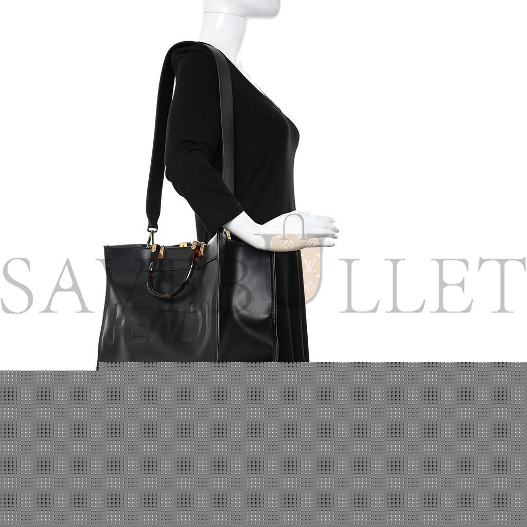 FENDI VITELLO KING PLEXIGLASS MEDIUM FENDI SUNSHINE SHOPPER TOTE BLACK (36*30*15cm)