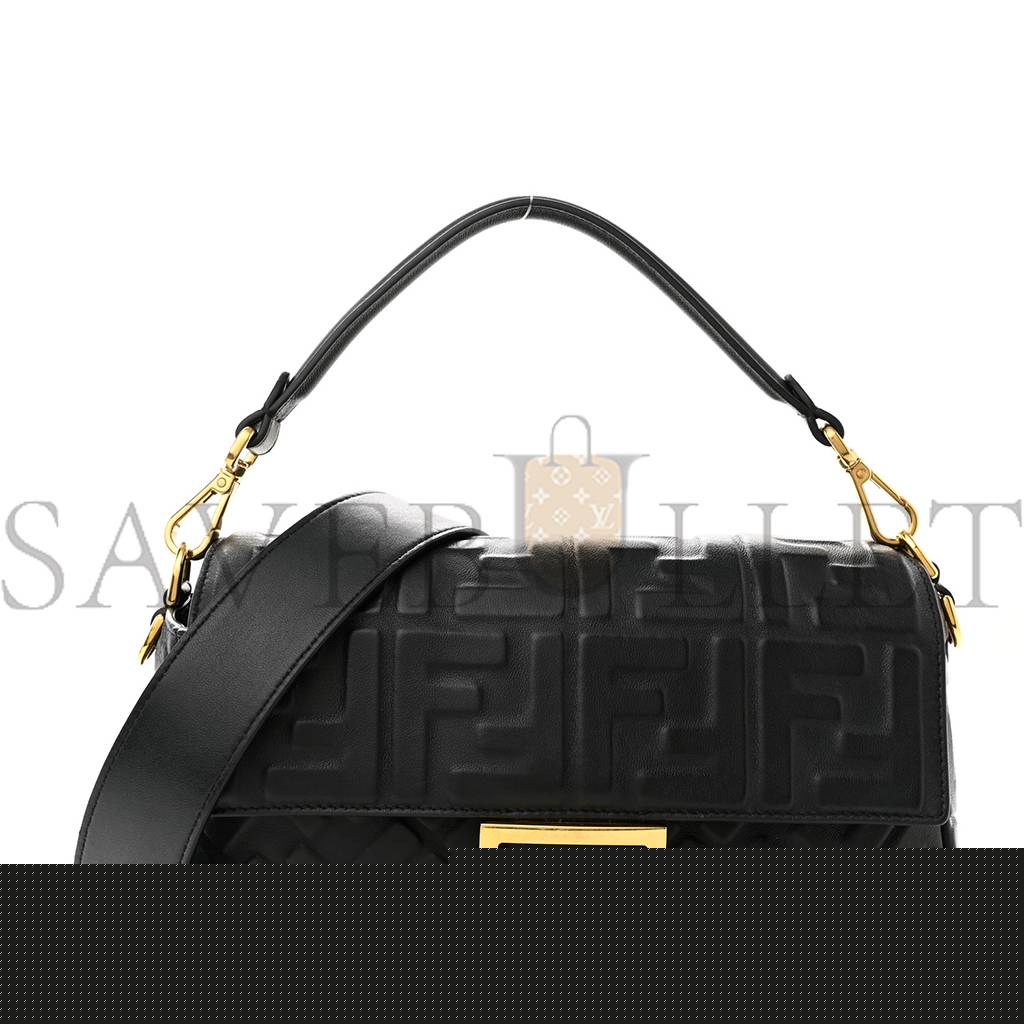 FENDI NAPPA FF 1974 EMBOSSED BAGUETTE BLACK (26*17*5cm)