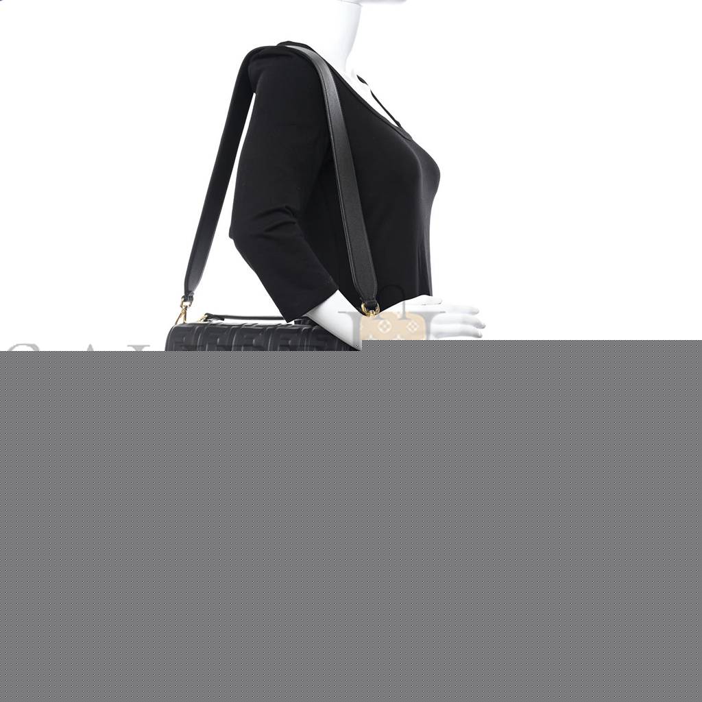 FENDI NAPPA FF 1974 EMBOSSED BAGUETTE BLACK (26*17*5cm)